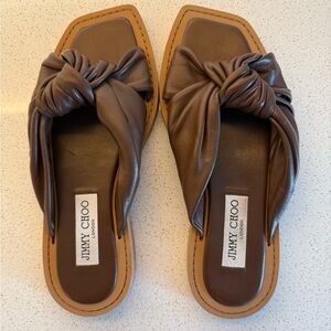 Jimmy Choo Brown Leather Knotted Sandals